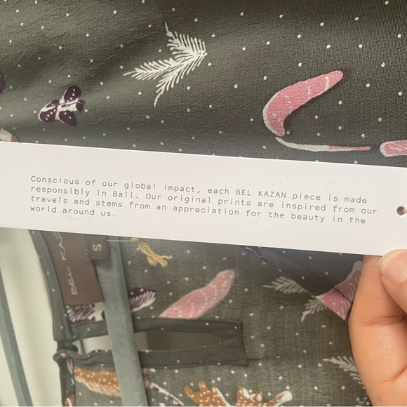 Bel Kazan Ophelia Long Sleeve Gray Floral Top. Made In Bali. New With Tags. - Picture 6 of 9